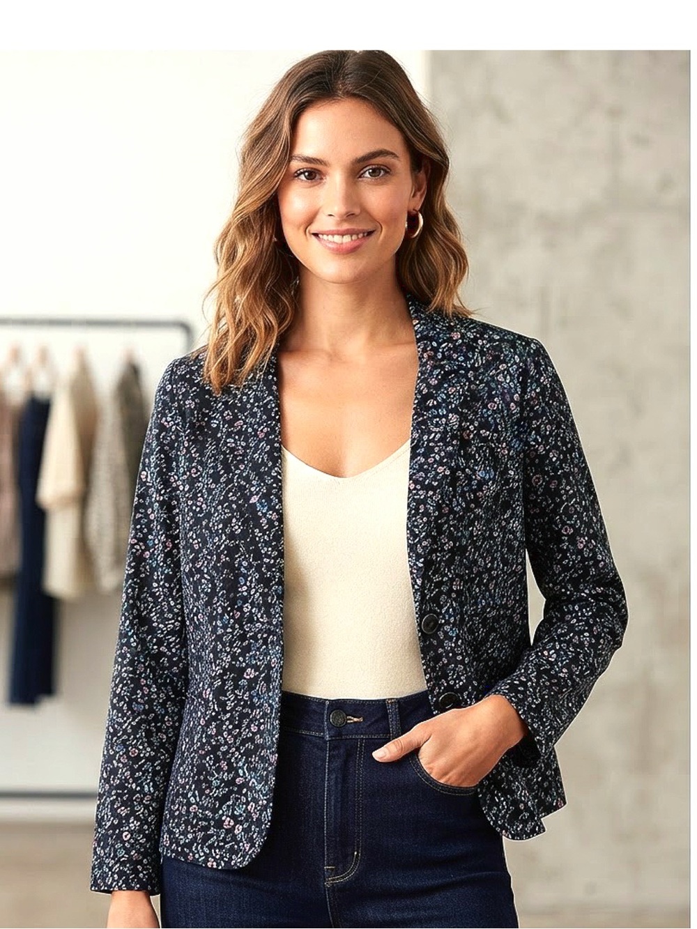 American Rag Floral Button-Front Blazer Jacket - Size Large